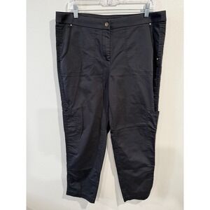 Chico's Cargo Pants Women 12 Black Flat Front Outdoor Hiking Performance Stretch